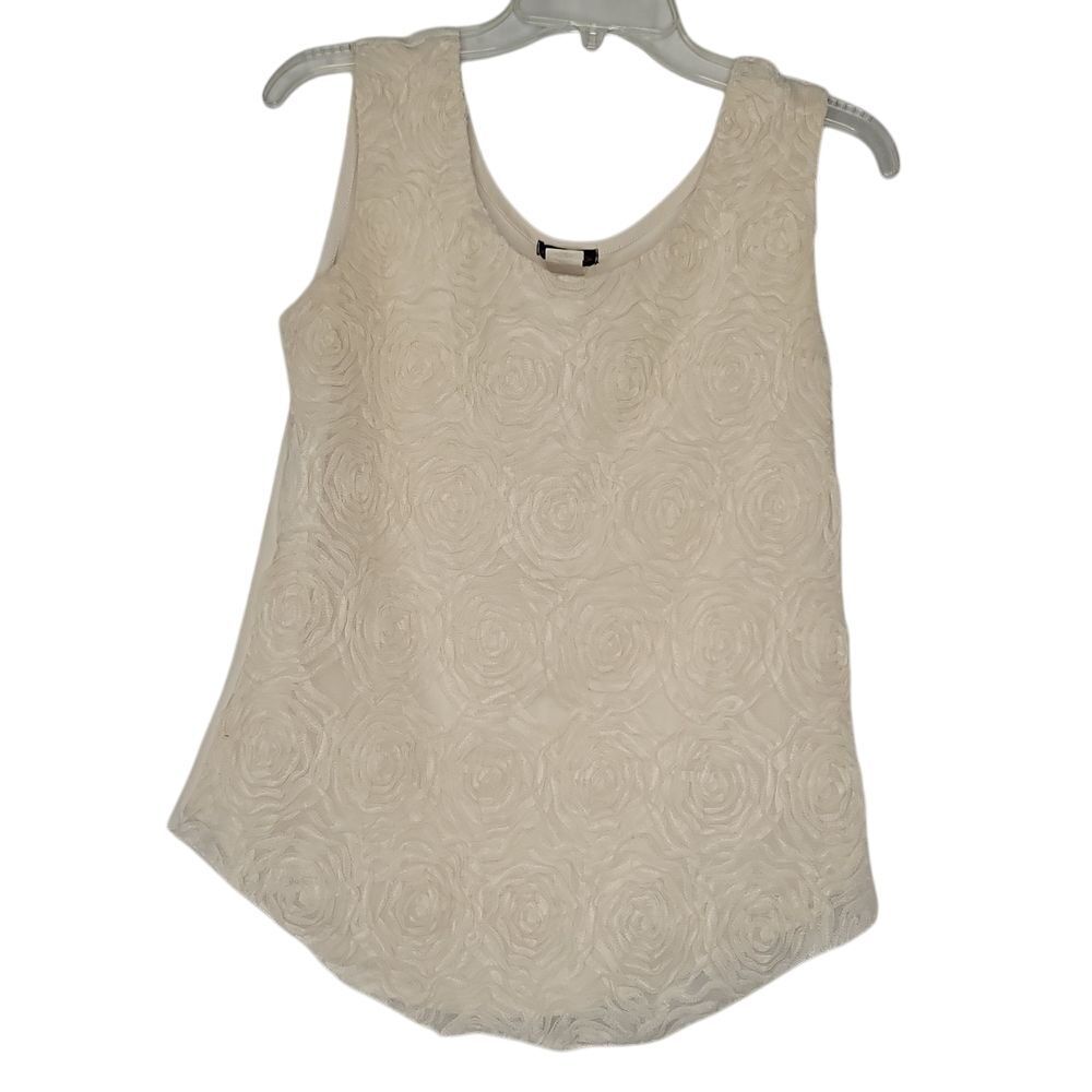 Cocomo Women's S Cream Rose Textured DressyTank Officesiren Cottage Fairy Preppy